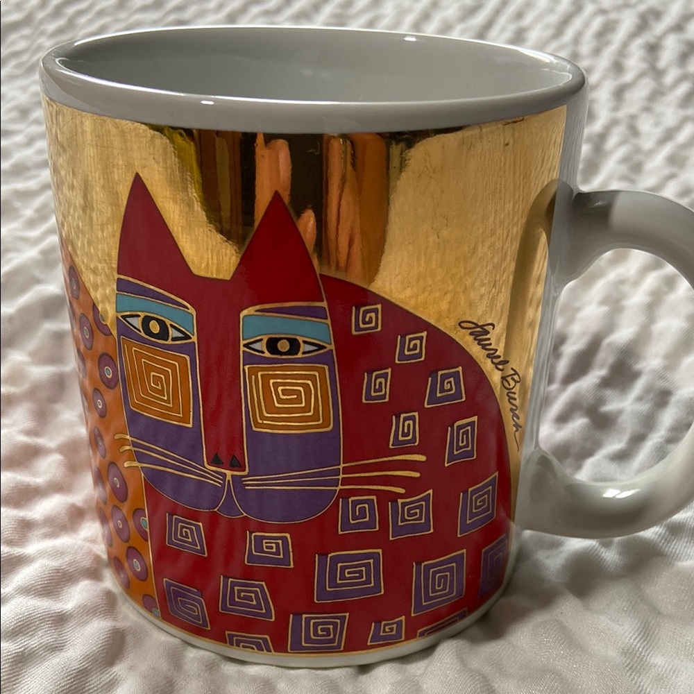 Laurel Burch Red and Gold Geometric Mug